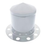 Chrome Pointed Rear Axle Cover 3PC Kit For 33mm Nut Cover - Steel/Aluminum Wheel (10 Hole)