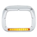 10 LED 5" x 7" Headlight Bezel With Visor - Amber LED/Amber Lens