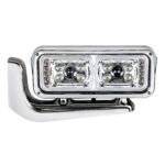10 High Power LED "Chrome" Projection Headlight Assembly With Mounting Arm - Driver Side - Image 2