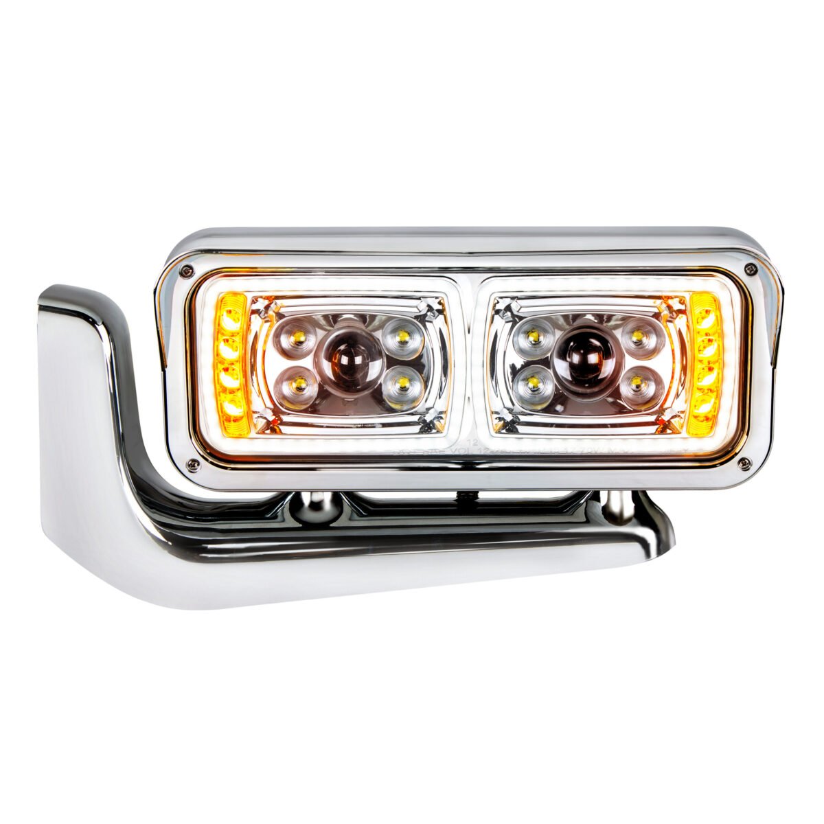 10 High Power LED "Chrome" Projection Headlight Assembly With Mounting Arm - Driver Side - Image 1