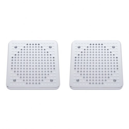 Chrome 5-5/8" Square Speaker Cover For Various Kenworth Models (Pair)