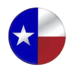 1-3/4" Round Glossy Sticker - Texas Flag