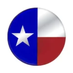 1-3/4" Round Glossy Sticker - Texas Flag