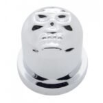 1-1/8" X 1-7/8" Chrome Plastic Skull Nut Cover, Push-On Style (10-Pack)