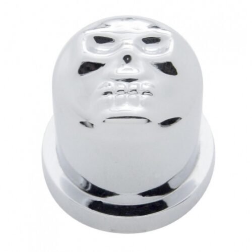 1-1/8" X 1-7/8" Chrome Plastic Skull Nut Cover, Push-On Style (10-Pack)
