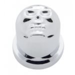 1-1/8" X 1-7/8" Chrome Plastic Skull Nut Cover, Push-On Style (Bulk)