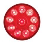10 LED 4" Round Light (Stop, Turn & Tail) - Red LED/Red Lens