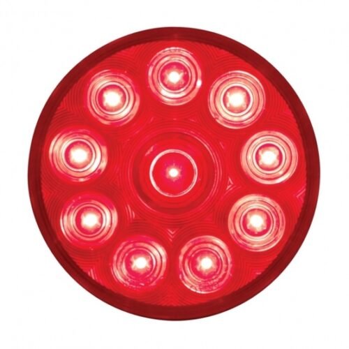 10 LED 4" Round Light (Stop, Turn & Tail) - Red LED/Red Lens
