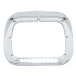 10 LED 5" x 7" Headlight Bezel With Visor - Amber LED/Clear Lens