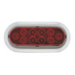 10 LED 6" Oval Light With Bezel (Stop, Turn & Tail) - Red LED/Red Lens - Image 2