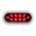 10 LED 6" Oval Light With Bezel (Stop, Turn & Tail) - Red LED/Red Lens