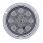 12 LED 4" Round Flange Mount Light (Stop, Turn & Tail) - Red LED/Clear Lens (Bulk)
