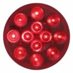 12 LED 4" Round Light Kit (Stop, Turn & Tail) - Red LED/Red Lens - Image 2