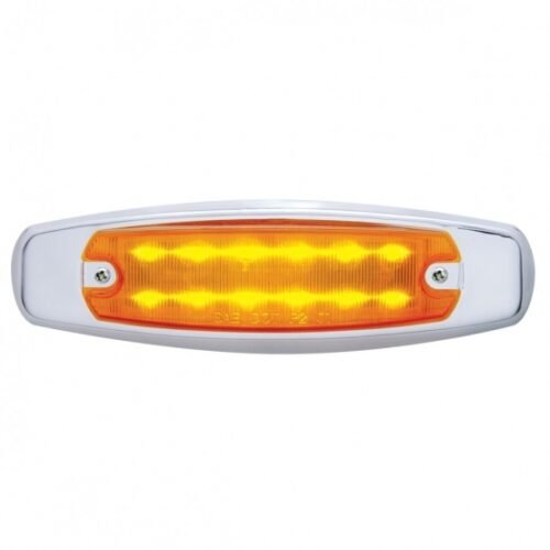 12 LED Rectangular Light (Clearance/Marker) With Chrome Bezel - Amber LED/Amber Lens (Bulk)