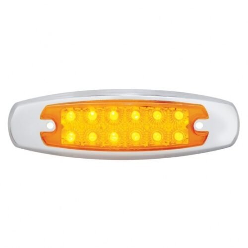 12 LED Reflector Rectangular Light With Bezel (Clearance/Marker) - Amber LED/Amber Lens (Bulk)