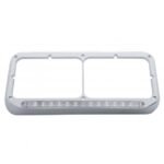 14 LED Chrome Rectangular Dual Headlight Bezel - White LED/Clear Lens