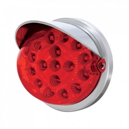 17 LED Dual Function Watermelon Clear Reflector Flush Mount Kit With Visor - Red LED/Red Lens