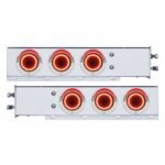2-1/2" Bolt Pattern SS Spring Loaded Rear Bar W/6X 4" Red LED Mirage Lights & Visor -Clear Lens (Pair)