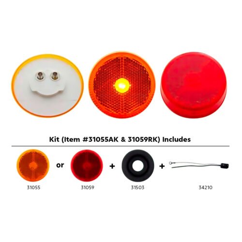 2-1/2" Round Reflectorized Light Kit (Clearance/Marker) - Red Lens
