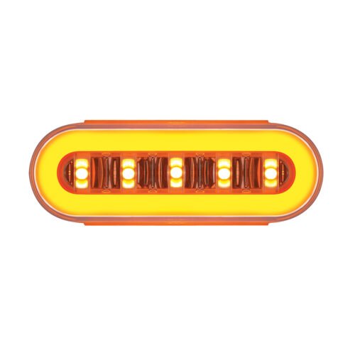 22 LED 6" Oval Clear Lens With Halo Insert GloLight Light - Amber LEDs/Amber Insert (Bulk)