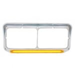 24 LED Rectangular Dual Headlight Bezel With Visor & GloLight - Amber LED/Amber Lens - Image 3