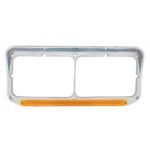 24 LED Rectangular Dual Headlight Bezel With Visor & GloLight - Amber LED/Amber Lens - Image 4