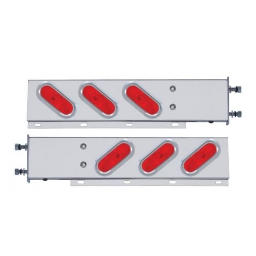 3-3/4" Bolt Pattern Stainless Spring Loaded Light Bar With 6X Oval Lights & Visors (Pair)