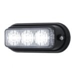 3 LED Warning Light With Black Bezel - White LED (Bulk) - Image 3