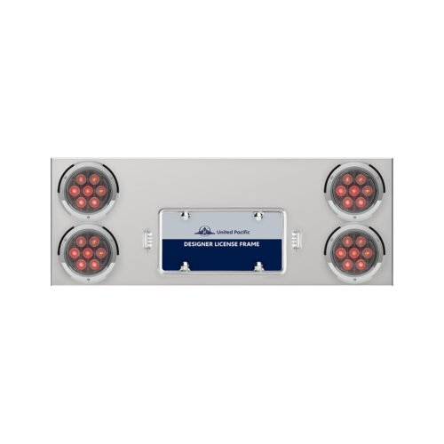 33-3/4" Stainless Rear Center Panel With Four 7 LED 4" Light & Bezel - Red LED/Clear Lens - Competition Series