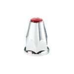 33mm X 2-3/4" Chrome Plastic Nut Covers With Flange - Push-On -Red Reflector (20-Pack) - Image 2