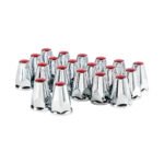 33mm X 2-3/4" Chrome Plastic Nut Covers With Flange - Push-On -Red Reflector (20-Pack)
