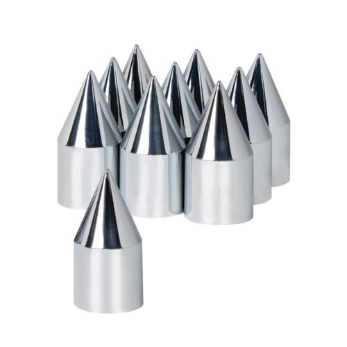 33mm X 3-1/8" Chrome Plastic Spike Push-On Nut Covers - Color Box Of 10