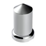 33mm X 3-3/16" Chrome Plastic Pointed Nut Covers With Flange - Push-On (60-Pack) - Image 2