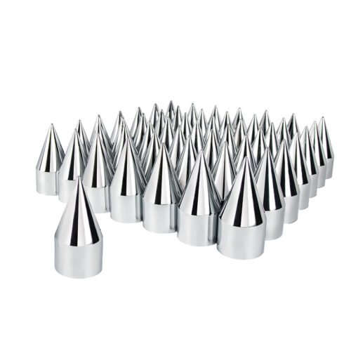 33mm X 4-1/8" Chrome Plastic Spike Nut Covers - Thread-On (60-Pack)