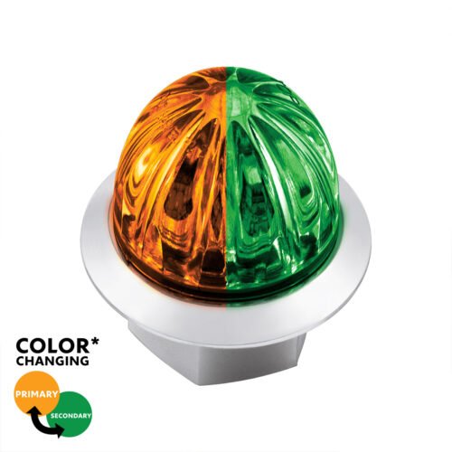4 LED 3/4" Mini Watermelon Double Fury Light With Clear Lens (Clearance/Marker) - Amber & Green LED