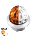 4 LED 3/4" Mini Watermelon Double Fury Light With Clear Lens (Clearance/Marker) - Amber & White LED