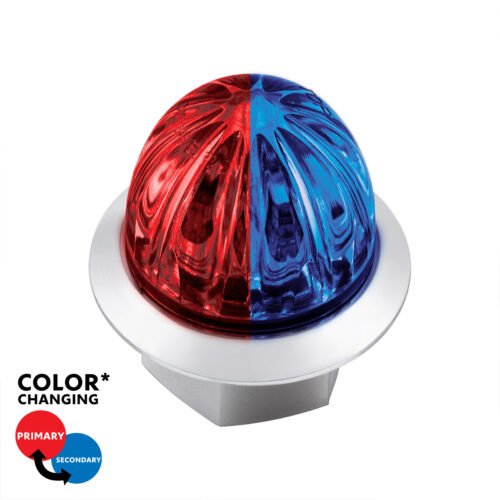 4 LED 3/4" Mini Watermelon Double Fury Light With Clear Lens (Clearance/Marker) - Red & Blue LED