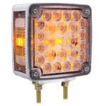 52 LED Double Stud Double Face Turn Signal Light (Passenger) - Amber & Red LED/Clear Lens - Image 3