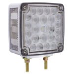 52 LED Double Stud Double Face Turn Signal Light (Passenger) - Amber & Red LED/Clear Lens - Image 4