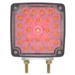 52 LED Double Stud Double Face Turn Signal Light (Passenger) - Amber & Red LED/Clear Lens - Image 7