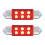 6 SMD High Power Micro LED 6418/6461-36mm Dome Light Bulb - Red (2-Pack)