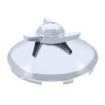 6 Uneven Notched Stainless Front Hubcap With 3 Bar Left Swing Spinner - 7/16" Lip