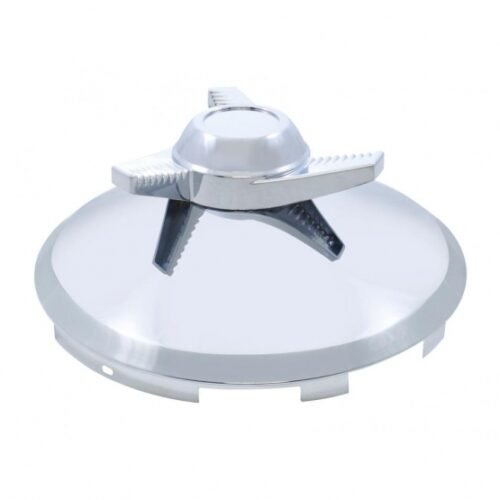 6 Uneven Notched Stainless Front Hubcap With 3 Bar Left Swing Spinner - 7/16" Lip