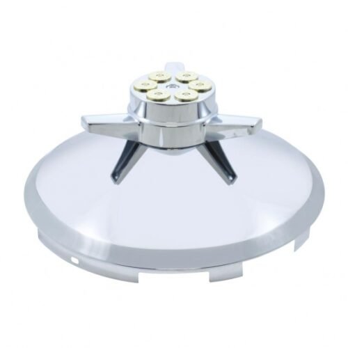 6 Uneven Notched Stainless Front Hubcap With Gun Cylinder Spinner - 7/16" Lip