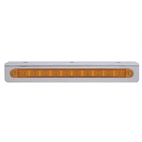 9-3/4" Stainless Light Bracket With 10 LED 9" Light Bar - Amber LED/Amber Lens