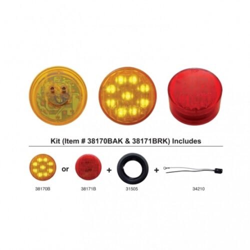 9 LED 2" Round Light Kit (Clearance/Marker) - Amber LED/Amber Lens