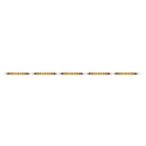 94" Stainless Light Bracket With 5X 11 LED 17" Light Bars & Bezels - Amber LED/Amber Lens