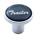 Aluminum Screw-On Air Valve Knob With Glossy Trailer Script Sticker - Black Sticker