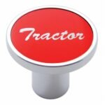 Aluminum Screw-On Air Valve Knob With Tractor Script Sticker - Red Sticker