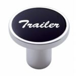 Aluminum Screw-On Air Valve Knob With Trailer Script Sticker - Black Sticker